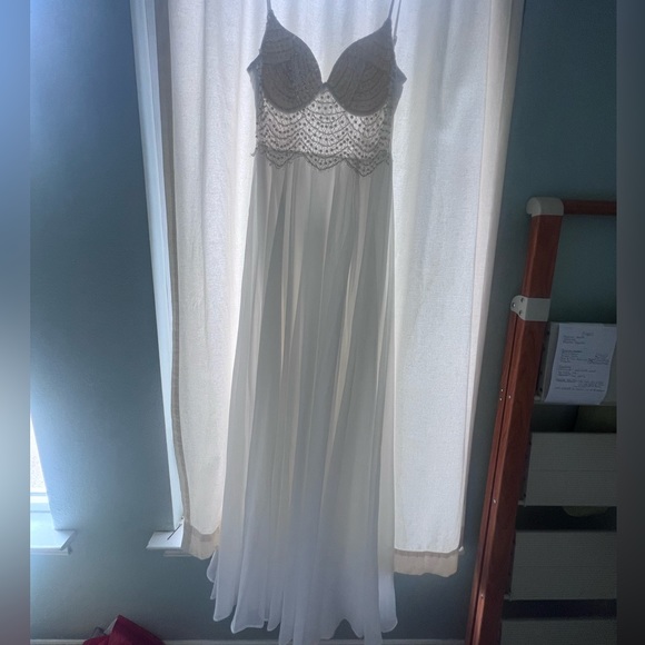 Lulu’s Forever Devoted White Beaded Pearl Chiffon Maxi Dress - Picture 2 of 4